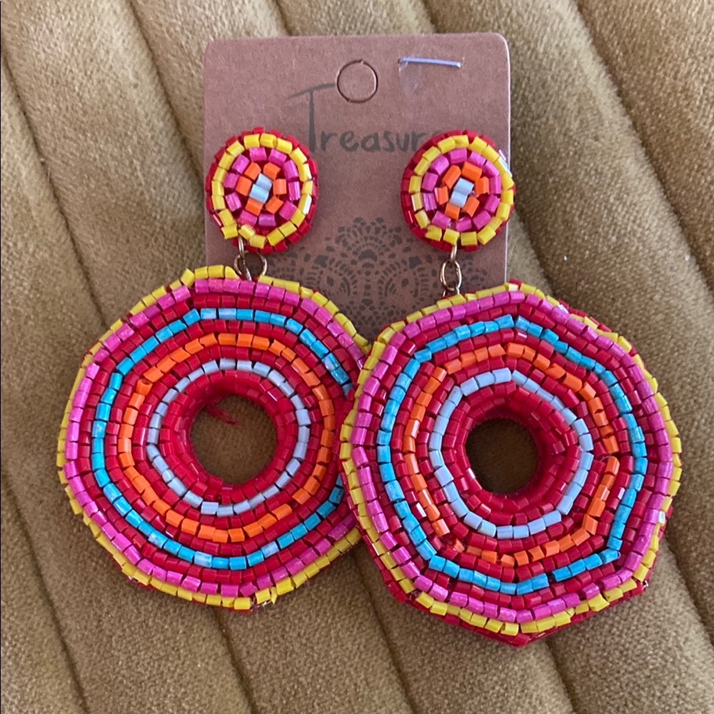 Multicolor Beaded Hoop Earrings